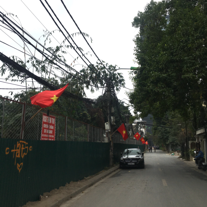 掲げられているベトナム国旗