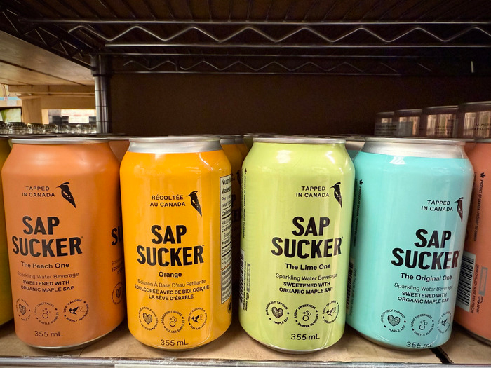 Sapsuckerのサップを炭酸化した商品のパッケージ
