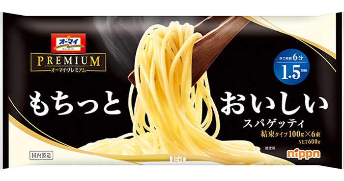 オーマイプレミアム もちっとおいしいスパゲッティ(株式会社ニップン公式HPより)