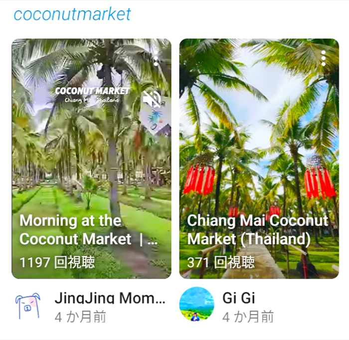 ココナッツの木をサムネにしている動画