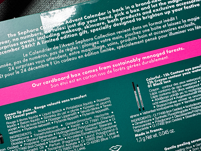 パッケージの裏面には環境への配慮が記載されている