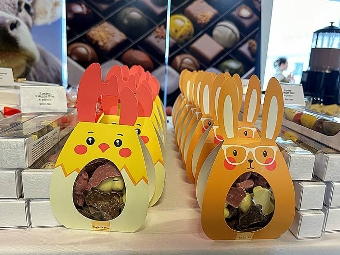 「Canonica」のイースターをテーマにしたチョコレートパッケージ