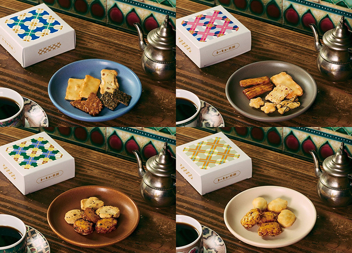 「トーキョー煎餅」の「ふきよせ」〈CHEESEフレンズ〉〈UMEブロッサム〉〈NEGIブラウン〉〈JAGAゴールド〉