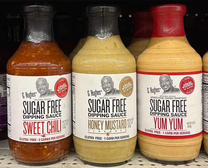 「SUGAR FREE」という文字が目立つ「SUGAR FREE DIPPING SAUCE(シュガーフリーディッピングソース)」のパッケージ