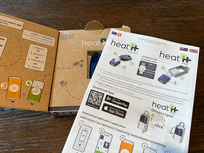 「heat it」のパッケージの中身と説明書
